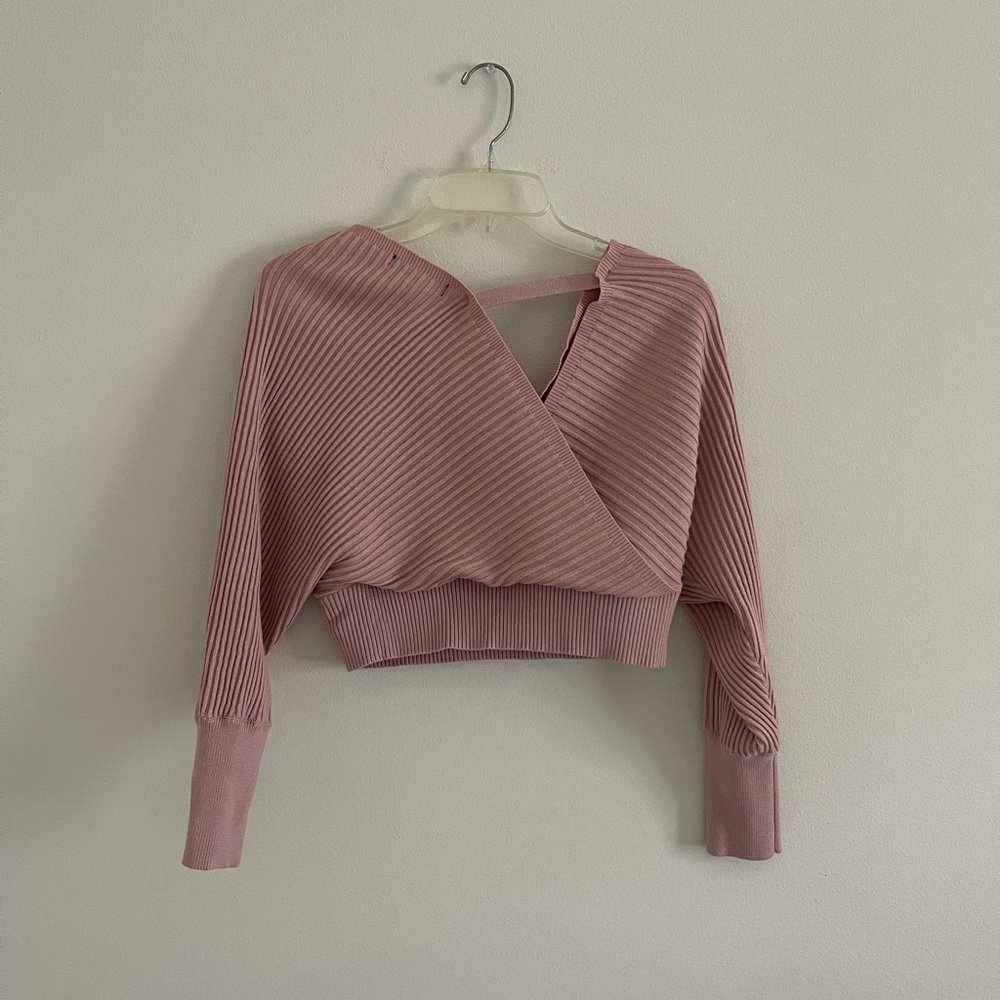 Pink Ribbed Wrap Top & Bottom - Picture 2 of 4